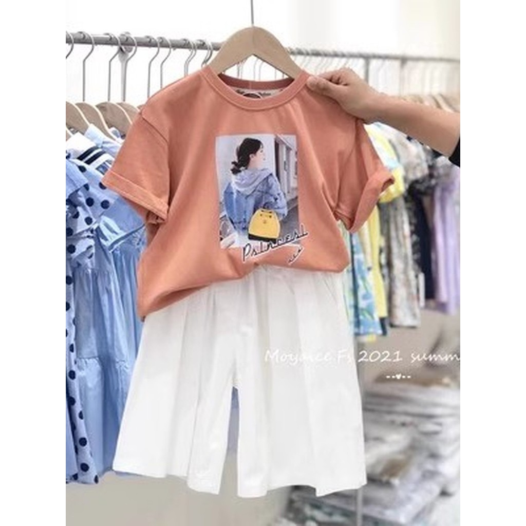 Estoque pronto marca de Designer coreano roupas infantis 2026 verão meninas crianças médio pequeno crianças camiseta cal