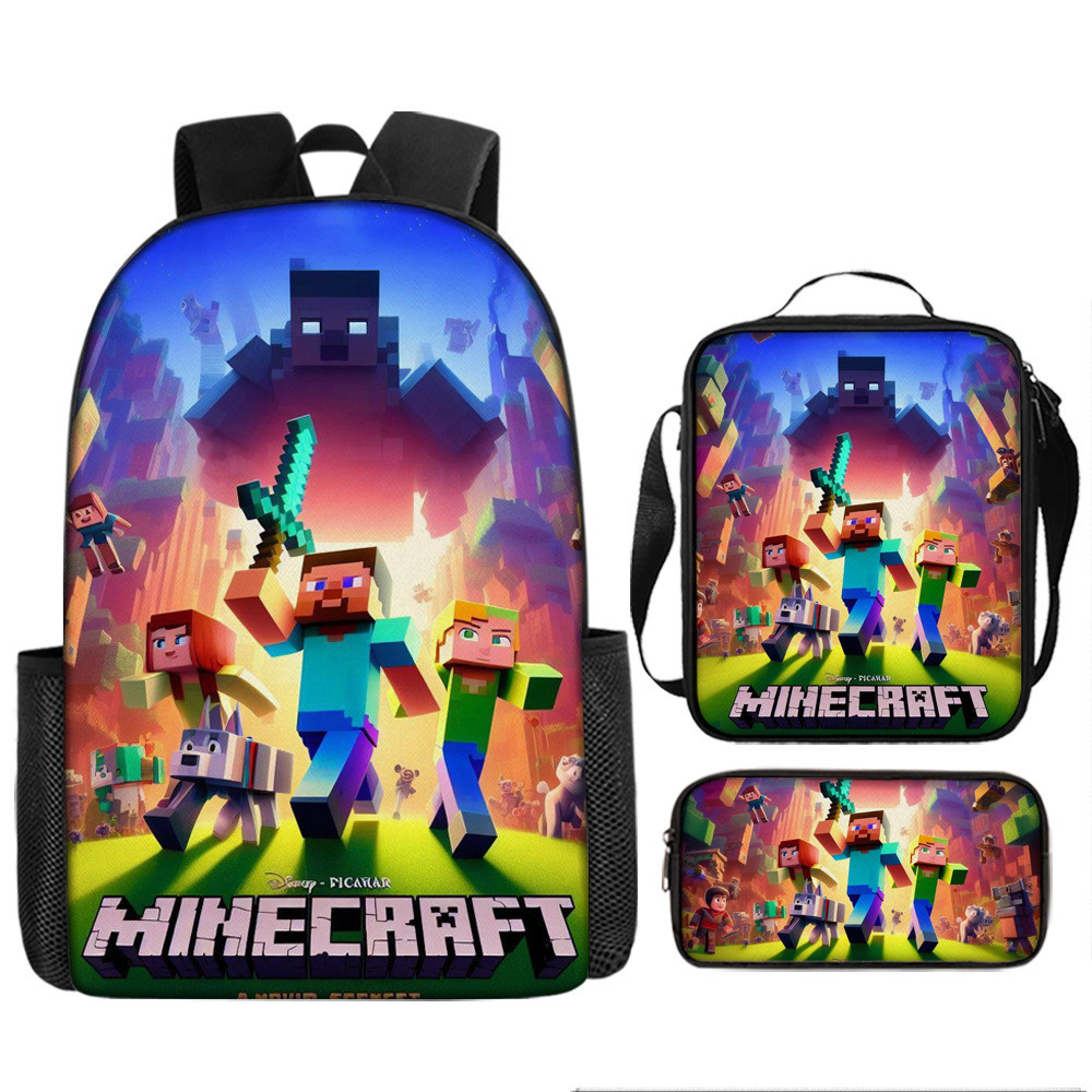 Nova mochila de anime do Minecraft, mochila escolar de grande capacidade, bolsa de ombro, estojo de lápis, conjunto de t