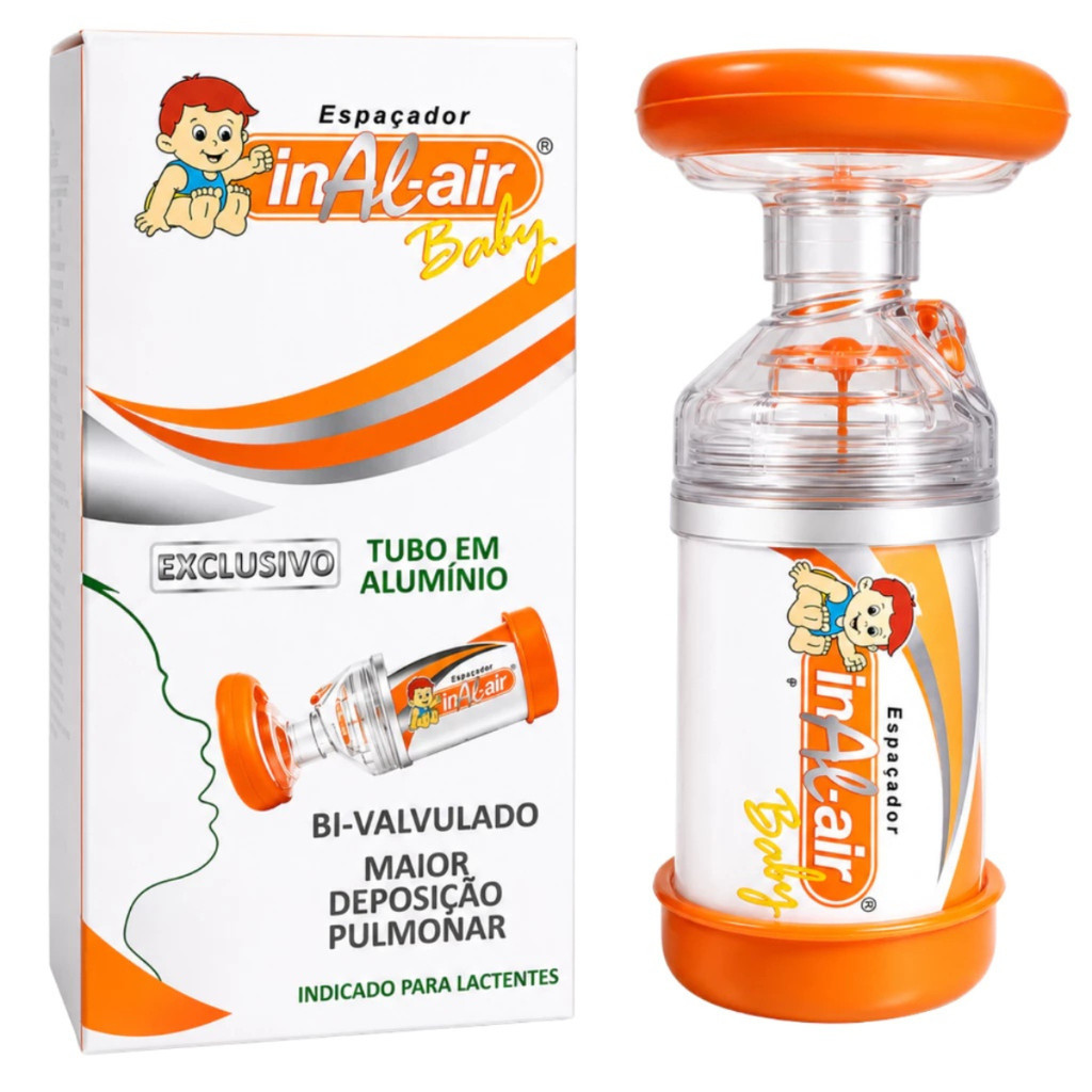 Detalhes do Espaçador Inal-Air Alumínio Antiestático Para Bombinha Asma Bronquite DPOC Infantil Adulto Baby