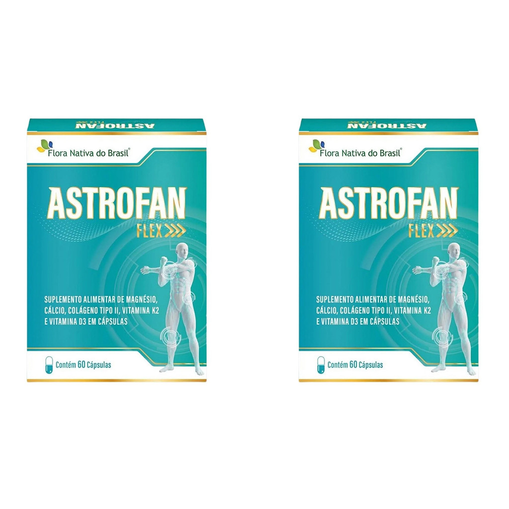 Kit 2x Astrofan Flex Com Magnésio Cálcio Colágeno Tipo 2 K2 D3 60 Caps