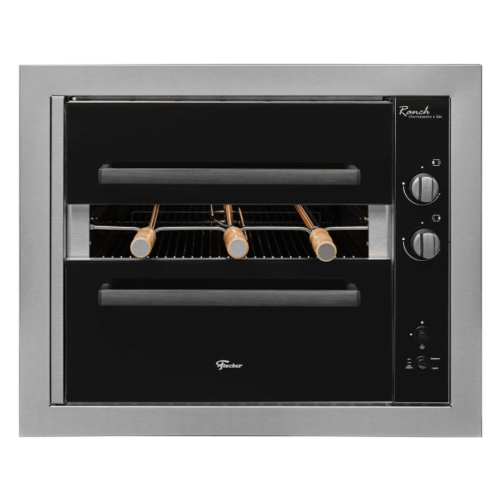 Churrasqueira Fischer 36170 a Gás Embutir Ranch 3 Espetos Inox GLP