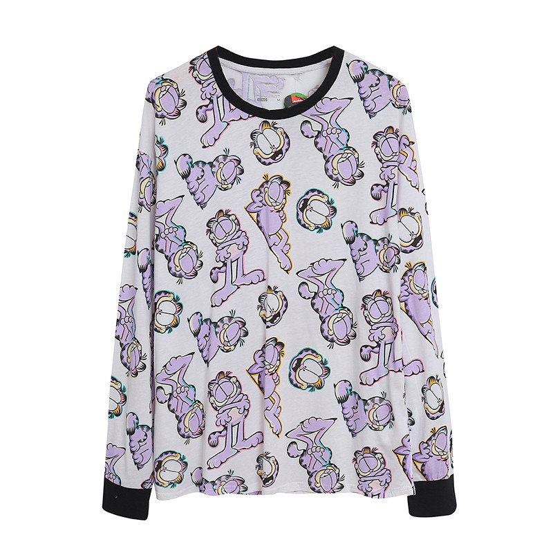 Comércio exterior feminino dos desenhos animados impressão completa idade-reduzindo manga comprida Homewear terno em tor