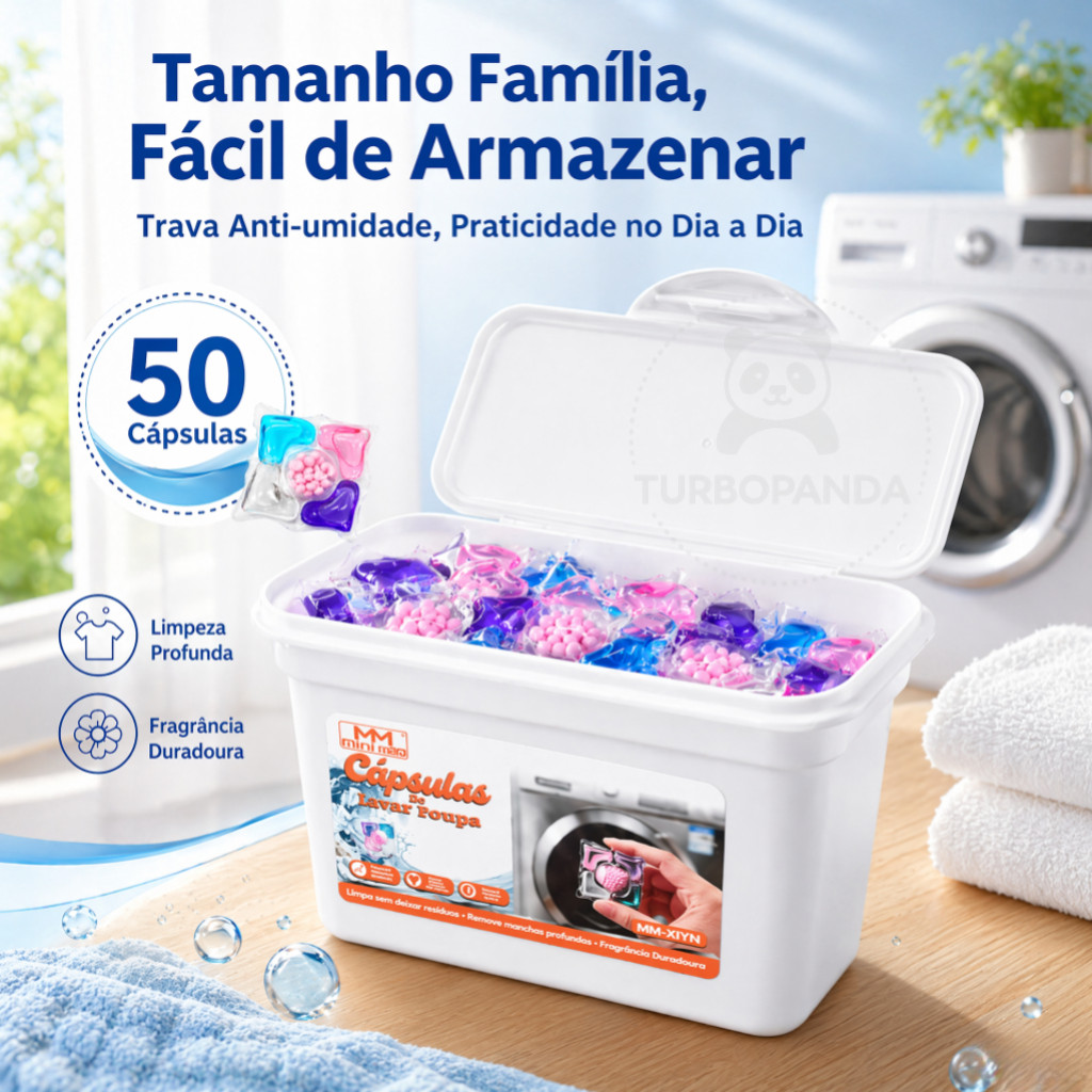 Pods De Lavar Roupa 50 Cápsulas 5 Em 1 Perfume Duradouro Remove Manchas Oferta