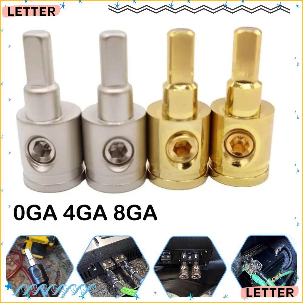 Terminal De Fio De Alto-Falante De Carro Carta , Conector De Áudio De Cobre Puro 0GA 4GA 8GA , Redutor Dourado E Pratead