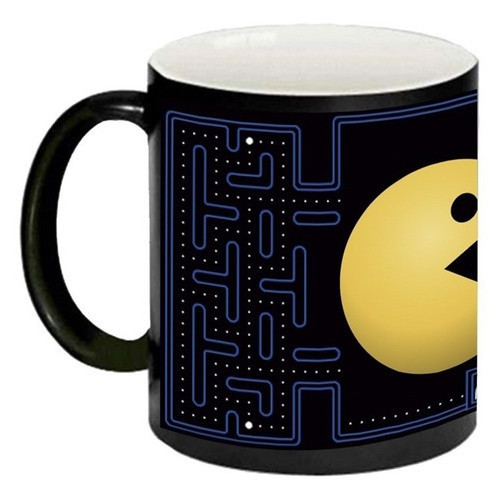 Caneca Mágica Preta Retro De Pacman Para Te O Café 320ml Envio Imediato Oferta Porcelana 325ml | Presente Criativo Ca...