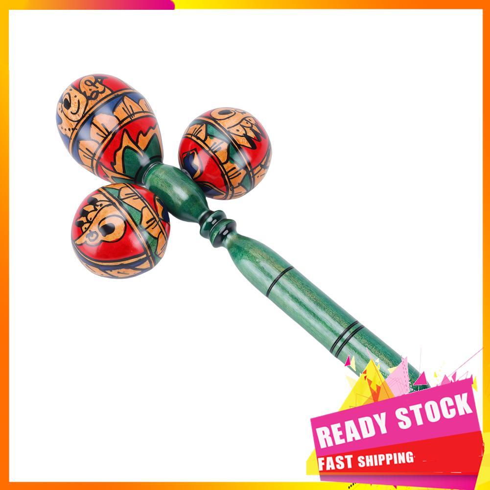 gfgfgfgg African Musical Shakers Instrumento de percussão manual Maraca de cabeça tripla com aderência confortável para