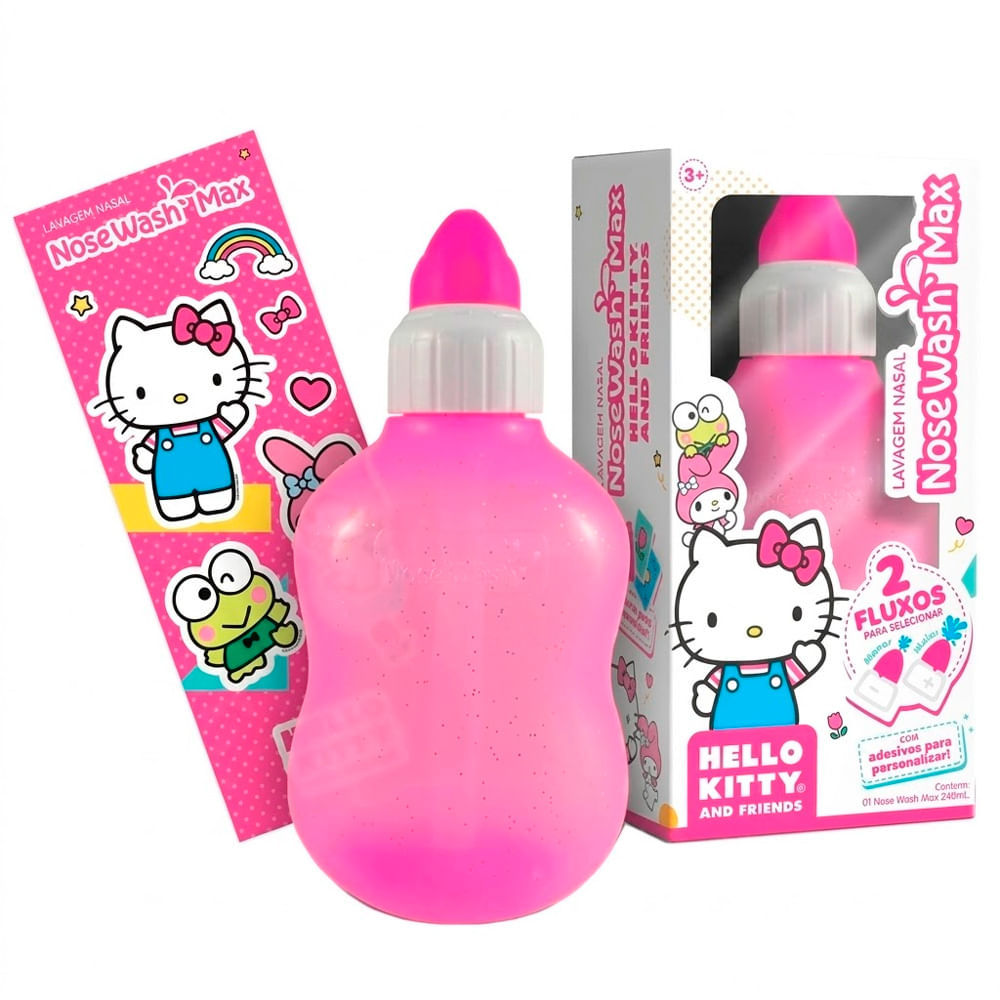 Dispositivo para Lavagem Nasal NoseWash Max Hello Kitty And Friends 3+ Anos com 2 Fluxos Frasco com 240ml