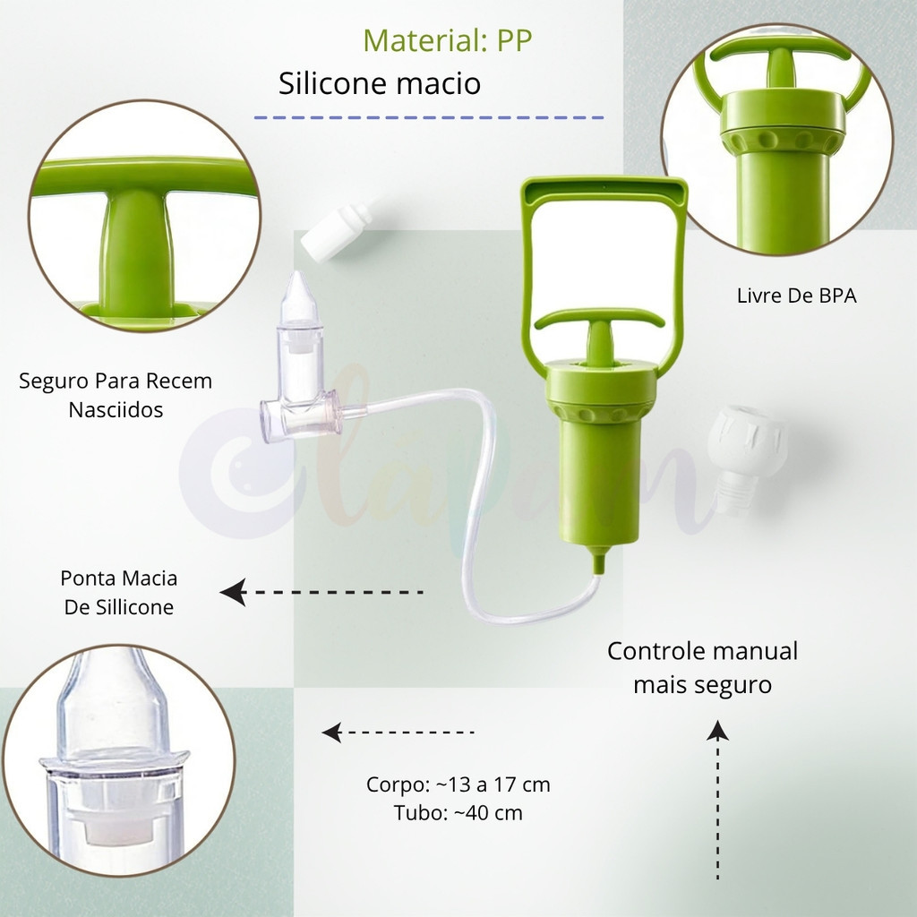 Aspirador Nasal Infantil Manual Para Bebê Limpeza Nasal