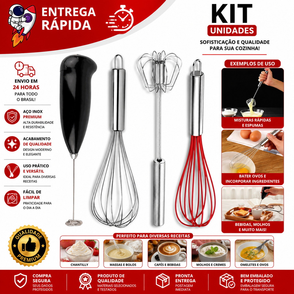 Kit Fouet Inox Fouet Silicone Mixer Semi Automático Mixer Automático