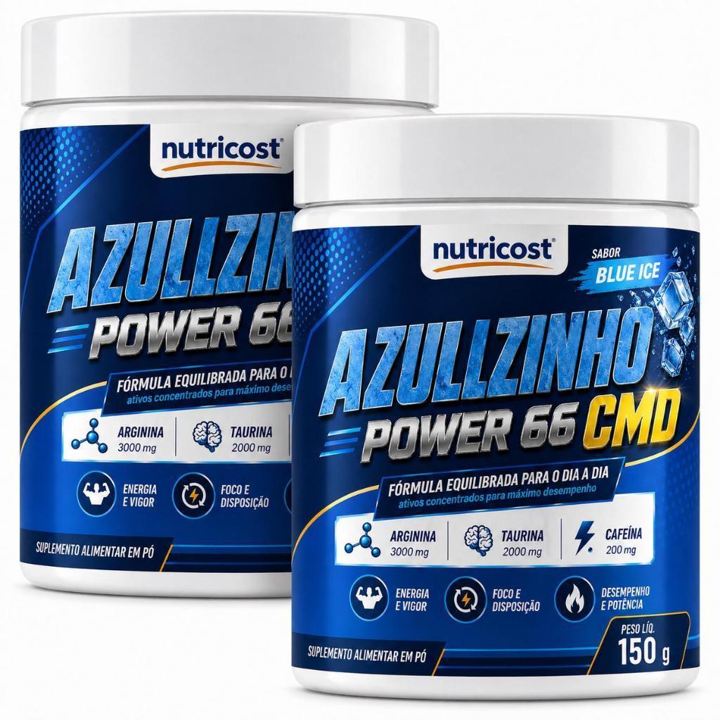 2 Azulzinho Power 66 CMD Performance Masculina I Vigor I 150g + Sabor Blue Ice