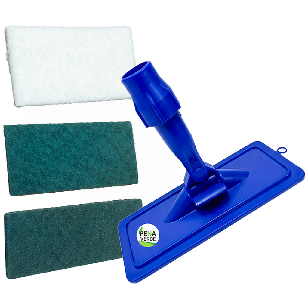 Kit  Suporte Limpa Tudo LT AZUL + 1 Fibras de Cada LEVE GERAL PESADA Bucha Esponja Limpeza Limpeza Completa
