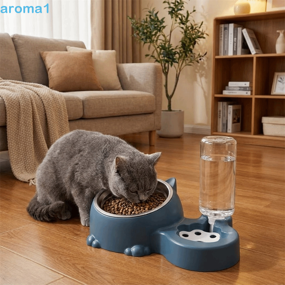 AROMA1 2 Em 1 Dispensador De Comida Para Gatos , Proteção Pescoço , Alimentador Automático Animais De Estimação De Grand