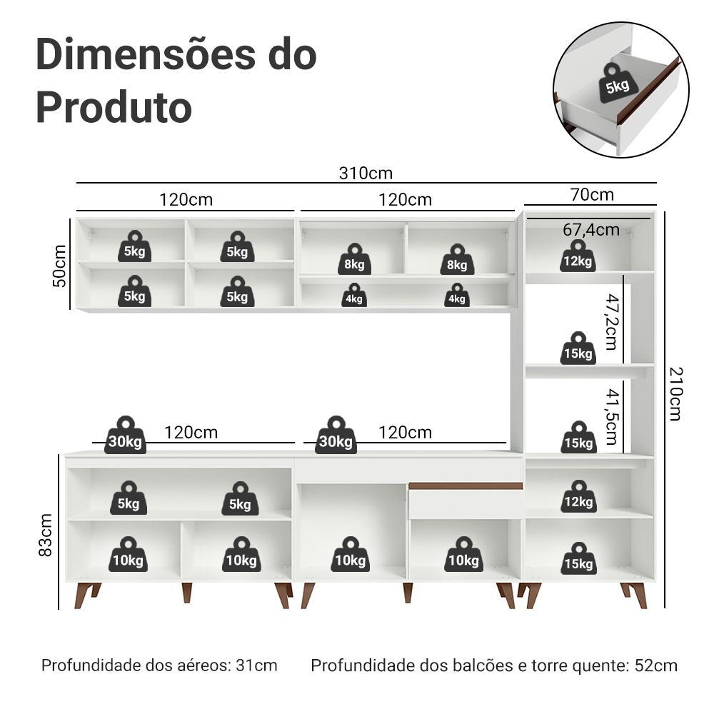 Armário de Cozinha Completa 310cm Reims Madesa 02
