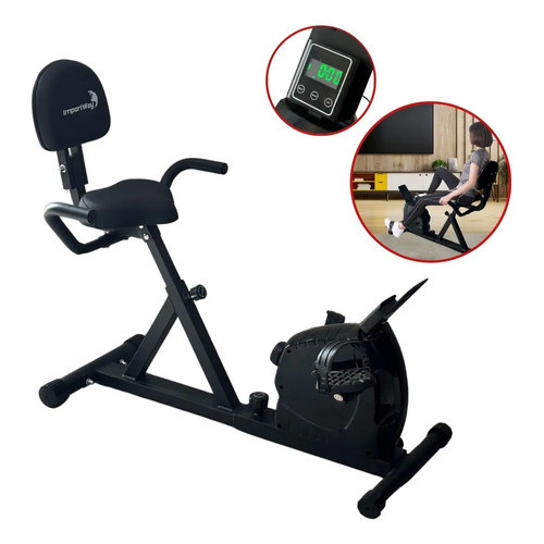 Bicicleta Ergométrica Horizontal Magnética 8 Níveis Monitor Cardíaco RPM 120kg