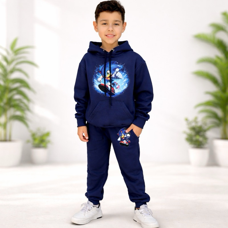 Conjunto Infantil Moletom Masculino Blusa e Calça Flanelado Premium Inverno Quentinho Confortável 2 ao 14