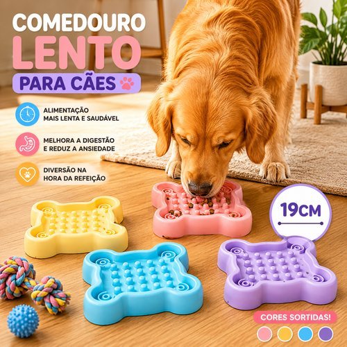 Comedouro Lento Vasilha Anti-engasgo 19,5cm para Cães Ansiosos