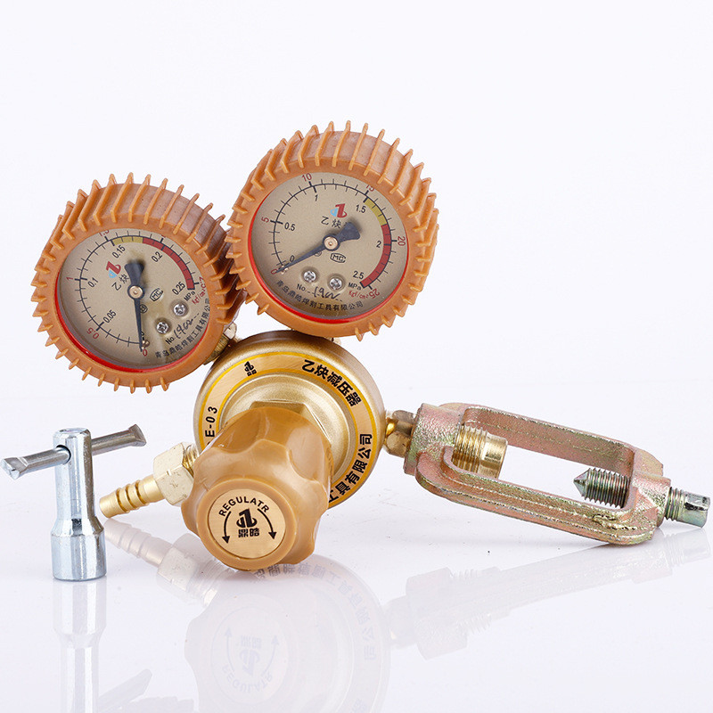 Dispositivo de redução de pressão de acetileno à prova de choque dourado Proteção de gás Medidor de acetileno de soldage