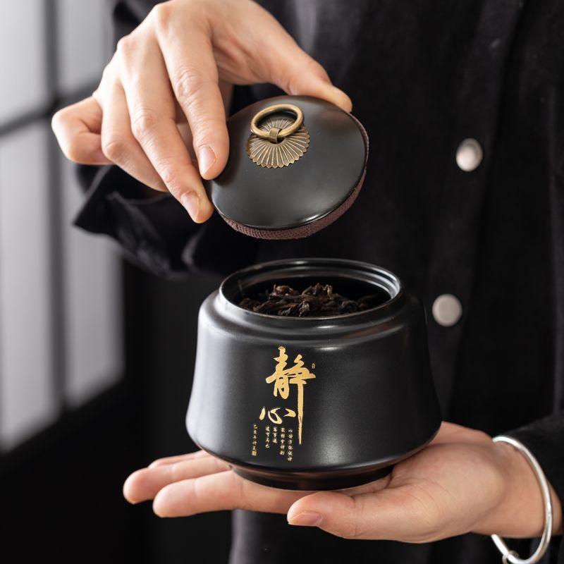 Bule de chá de cerâmica de alta qualidade selado pote à prova de umidade Retro Pu'er chá preto bule de chá verde Materia