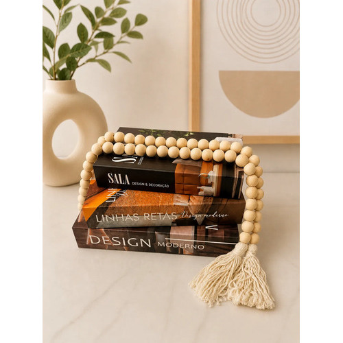 Livro Falso Decorativo Fake Kit 3  Porta Objetos Colar 1,30m Diversas Livro Fake Caixa Decorativa