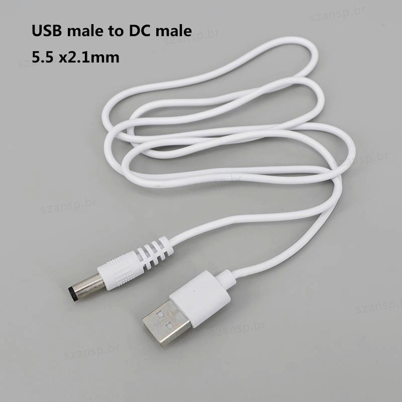 1m Branco DC 5v USB Macho Para Porta 5.5MM x 2.1mm Fonte De Alimentação De Carregamento Estender Cabo Barril Conector 2.