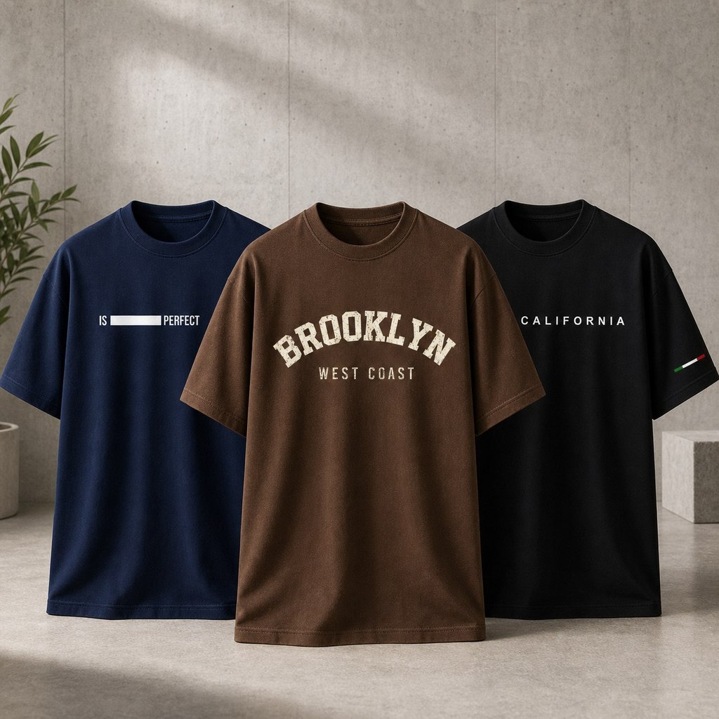 Kit 3 Camisetas Masculinas Streetwear 100% Algodão Estampadas Brooklyn IS PERFECT California Premium
