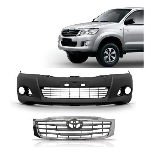 Kit Parachoque Hilux Srv 2012 2015 C/furo Alargador E Milha Preto