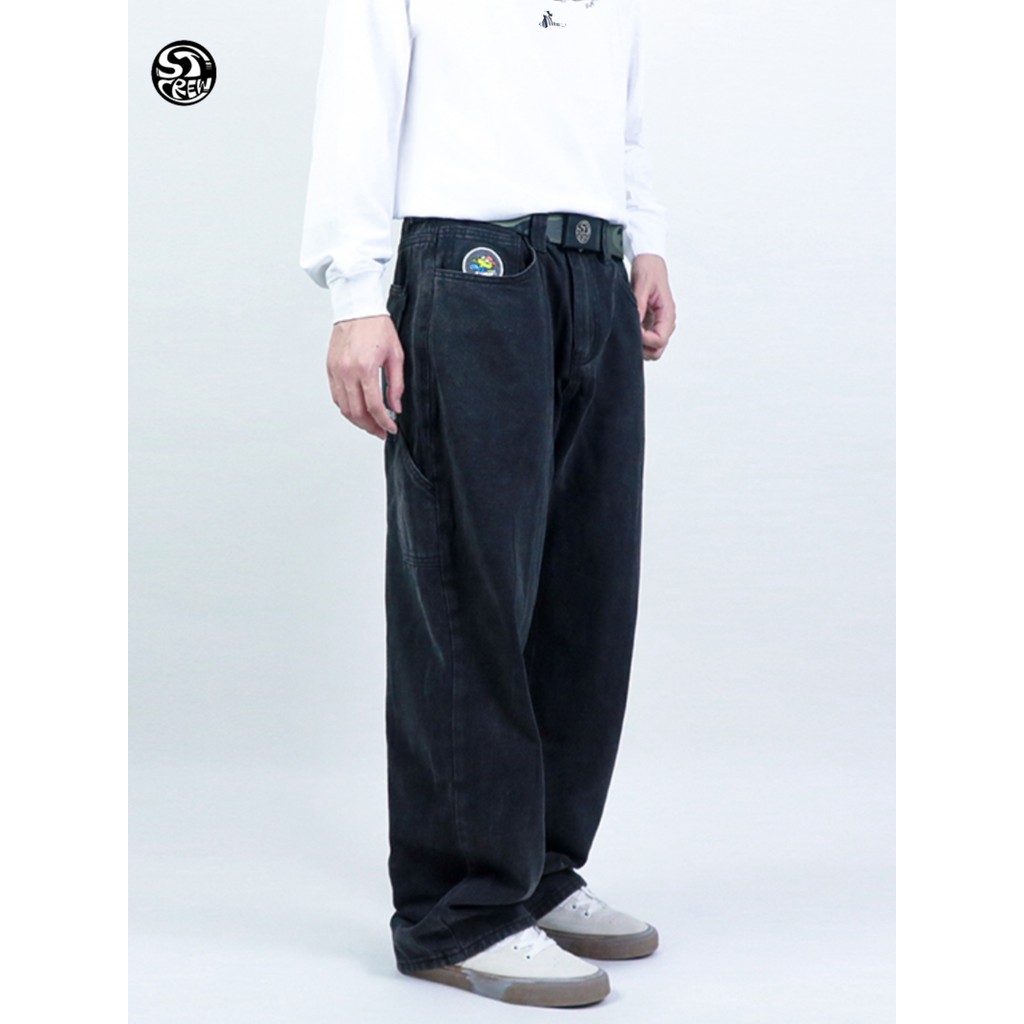 STC Big Frog Co-Branded bboy Solto Tamanho Grande hiphop Reto oldschool Dança Skate Calças Jeans