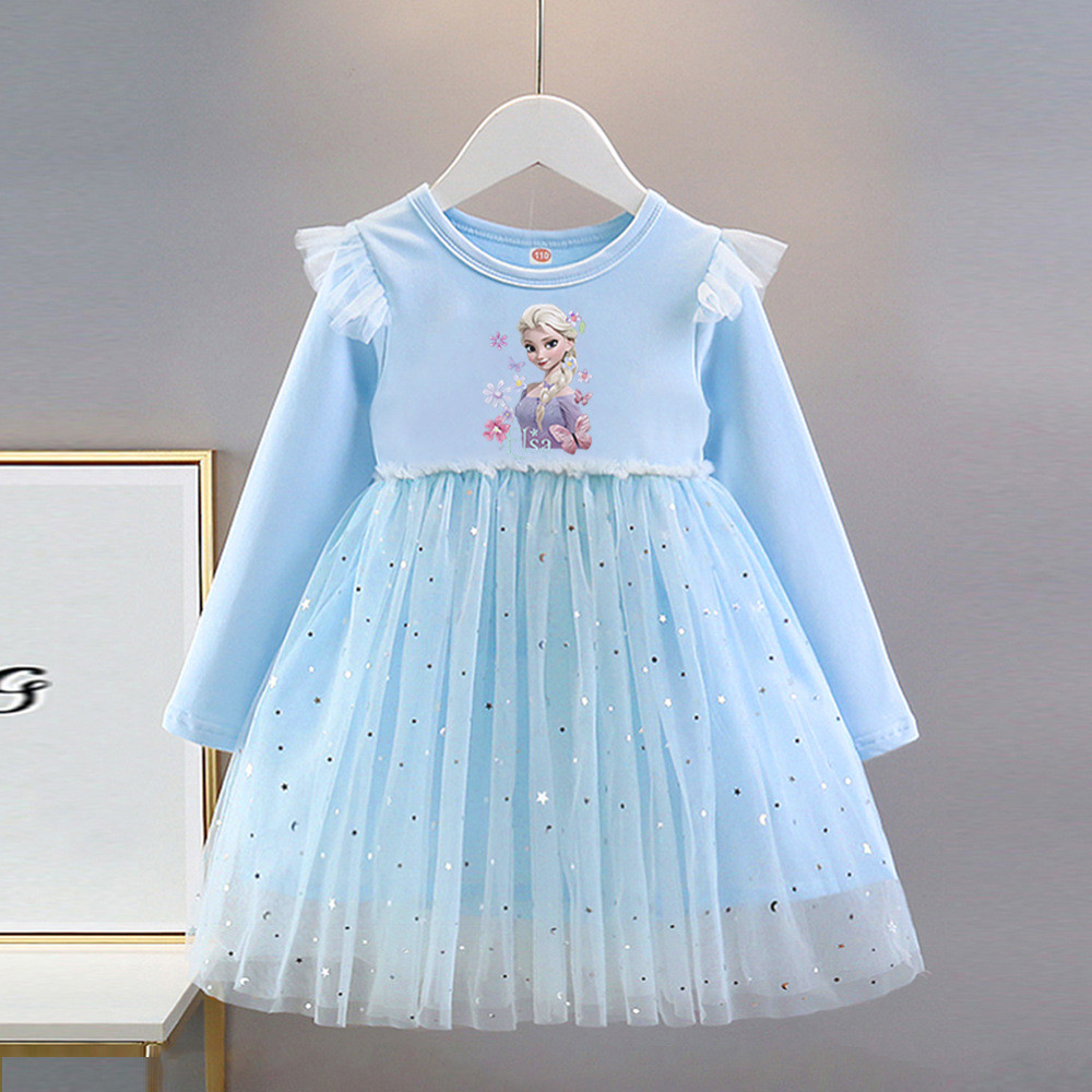 Meninas vestido roupas infantis primavera outono novo estilo crianças bebê Elsa vestido de princesa moda Super fada cong