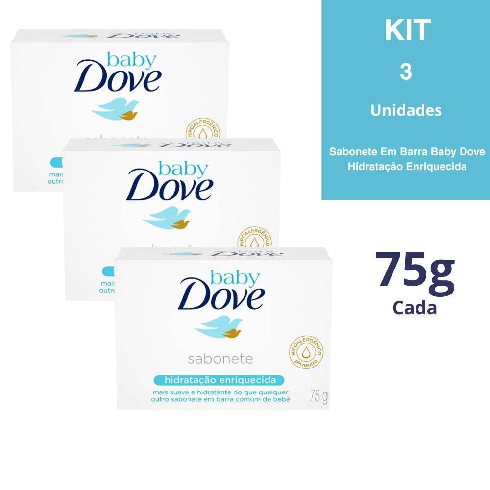 Kit 3 Sabonetes Em Barra Baby Dove Hidratação Enriquecida 75g Cada