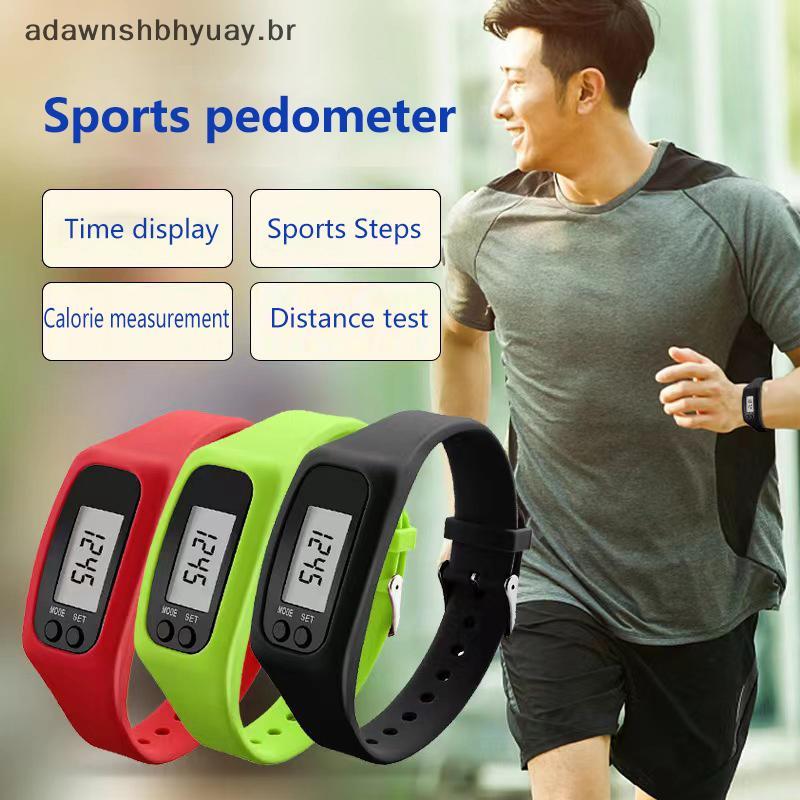 Adawnshbyuay LED Pedômetro Pulseira Contador De Passos Relógio 12/24H Exibição Tempo Passo Silicone Traer De Fitness BR