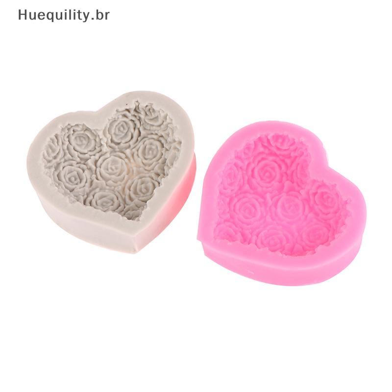 HUEQU Coração Rosa Flor Molde De Silicone Para Fondant Chocolate Sabão Vela Artesanato DIY