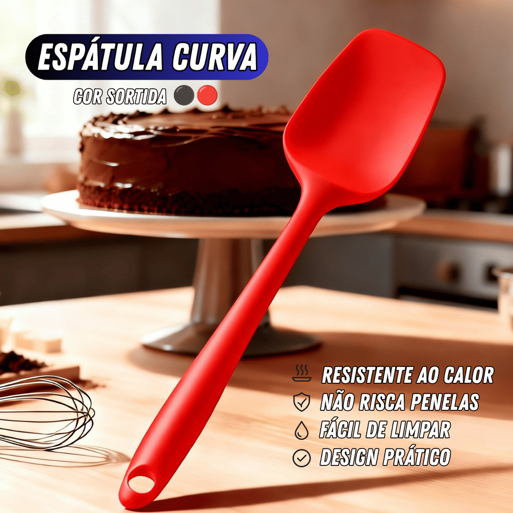 Espátula Curva Silicone Antiaderente Macia Utensílios de Cozinha Durável Resistente Material Seguro Oferta