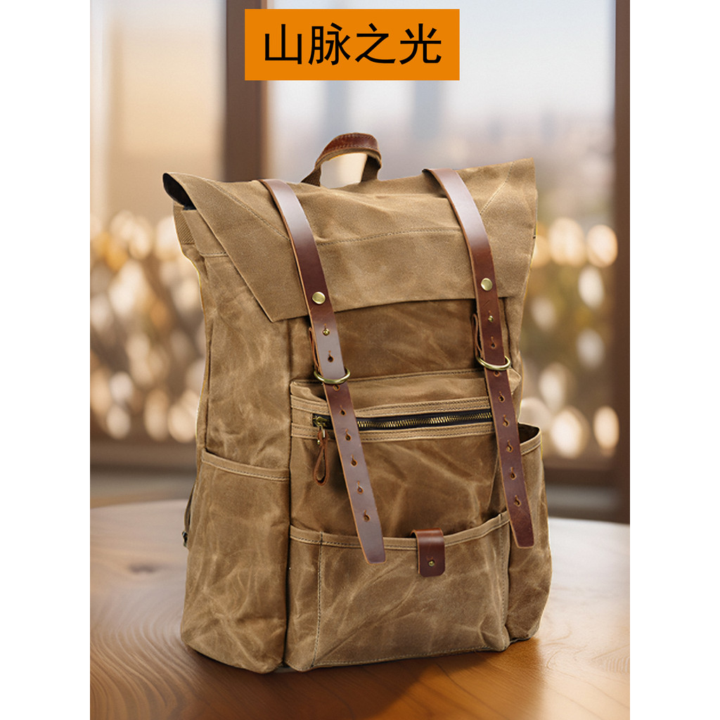 Americano Retro indústria pesada óleo cera pano montanhismo acampamento mochila lazer ao ar livre Workwear caminhadas gr