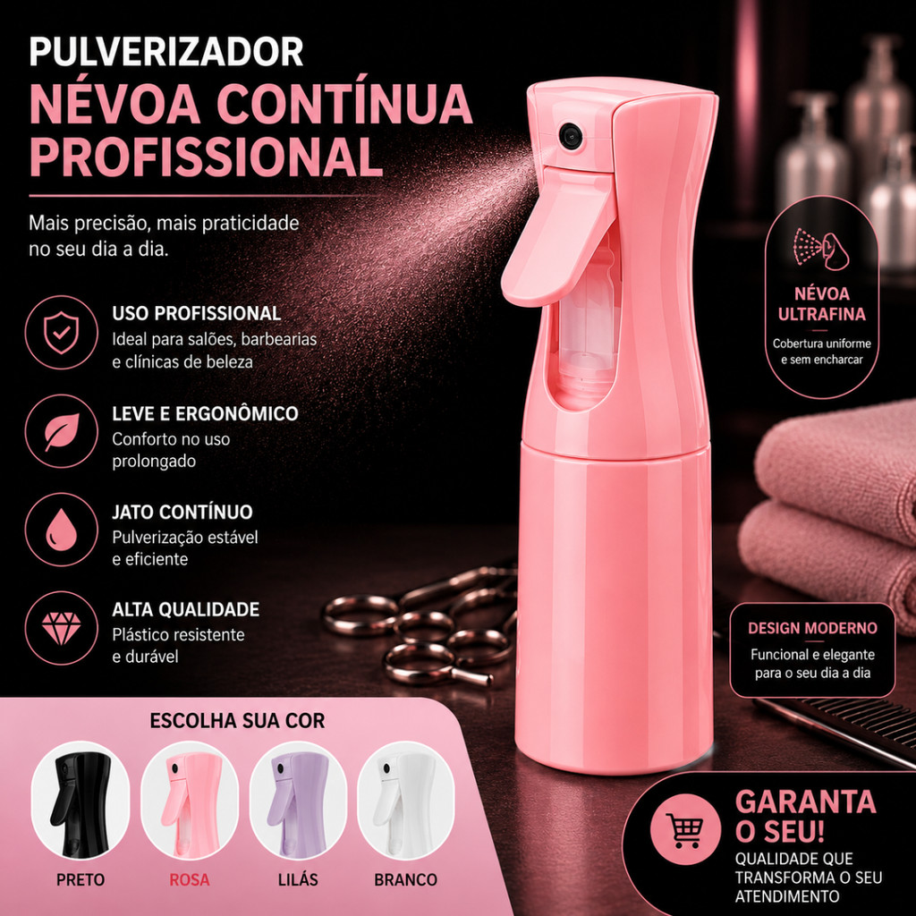 Borrifador Spray Névoa Cabeleireiro Barbeiro Semi Automático Profissional Jato Continuo Para Salão