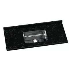 Pia De Cozinha Mármore Sintético 120x55cm Com Cuba Aço Inox Multimóveis CR20472 Preto