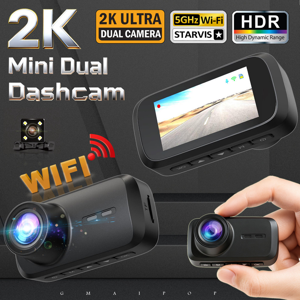 Câmera De Painel De Lente Dupla 3 Polegadas 2K Tela Frontal Traseira Gravação Universal Carro DVR Gravador De
