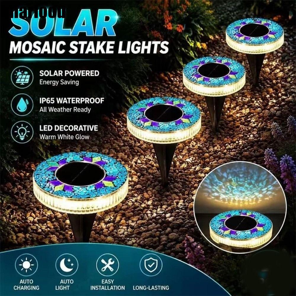 HILARIOOU LED Luzes De Estaca De Jardim , Luz De Disco Solar Com Sensor Liga/Descartar Ao Amanhecer Automático , Colorid