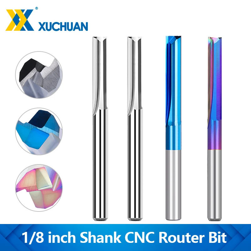(Quente) 10 Pcs 2 Flauta Fresa Reta 3.175mm Haste CNC Router Bit Para Madeira MDF Plástico 4-32mm Nano Azul Revestido Ca