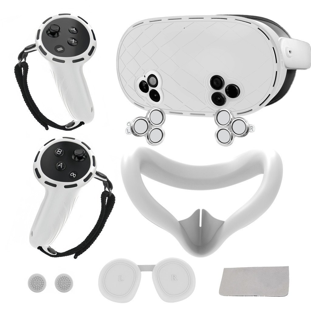 Adequado para acessórios de silicone VR Quest3S, capa protetora anti-queda, capa para controle, conjunto de máscara faci