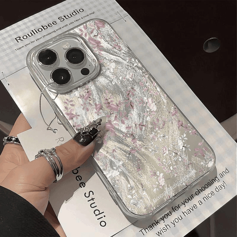 Floral rosa adequado para Apple iphone 17 pro max, iphone 17 pro, iphone 16 pro max capa de telefone capa dura fio de pe