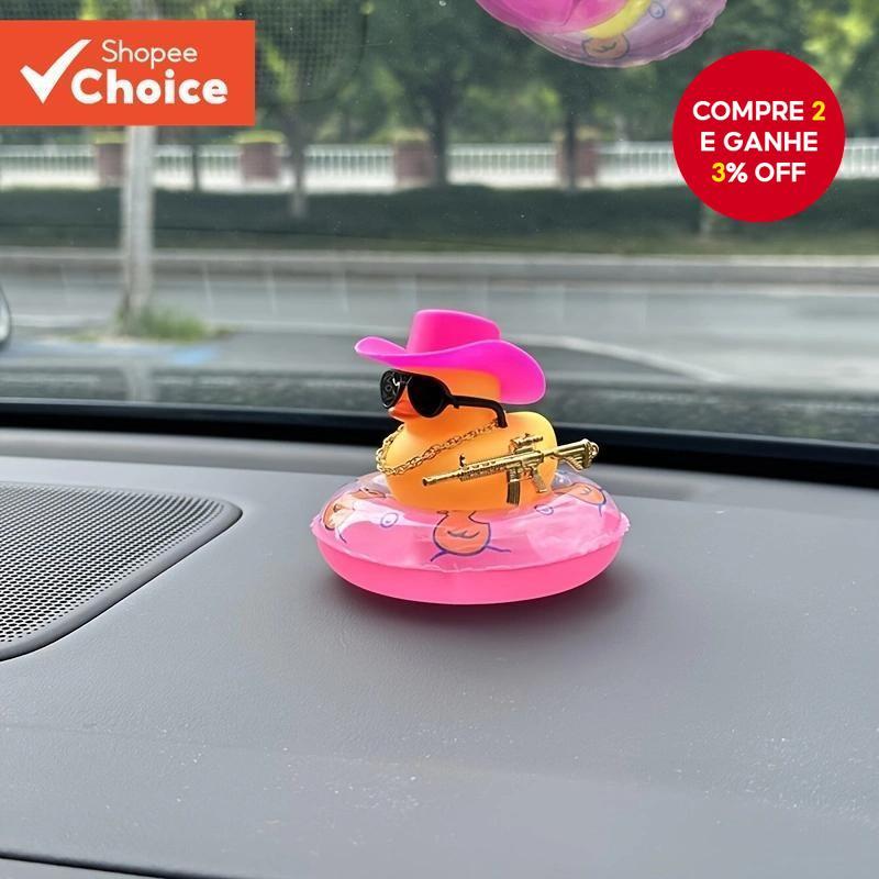 Anel de Natação de Pato Pequeno Amarelo Fofo Bijuteria para Carros de Pato