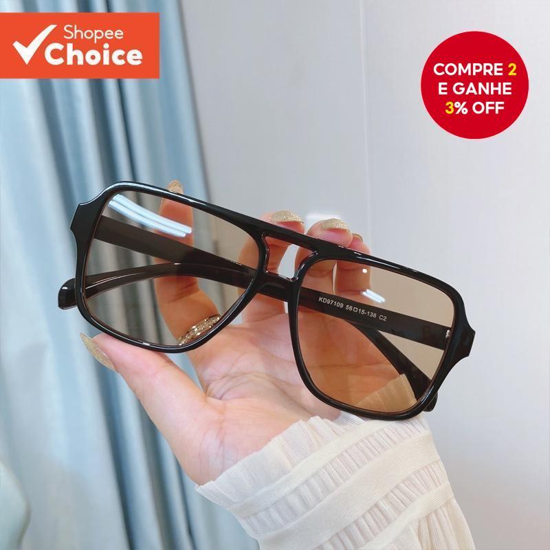 Óculos De Sol Retrô Double Bridge – Lentes Gradientes Quadradas Grandes UV400