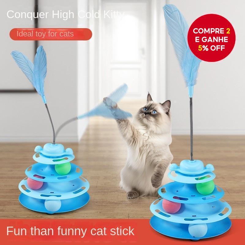 Torre Interativa De Bola Para Gatos De 4 Camadas – Brinquedo Divertido De Entretenimento Animais De Estimação Gatinhos E