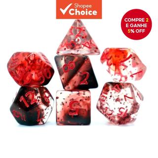 Conjunto 7pçs De Dados DND Estilo Cristal Jogo De Mesa Poliédral RPG Com Caixa