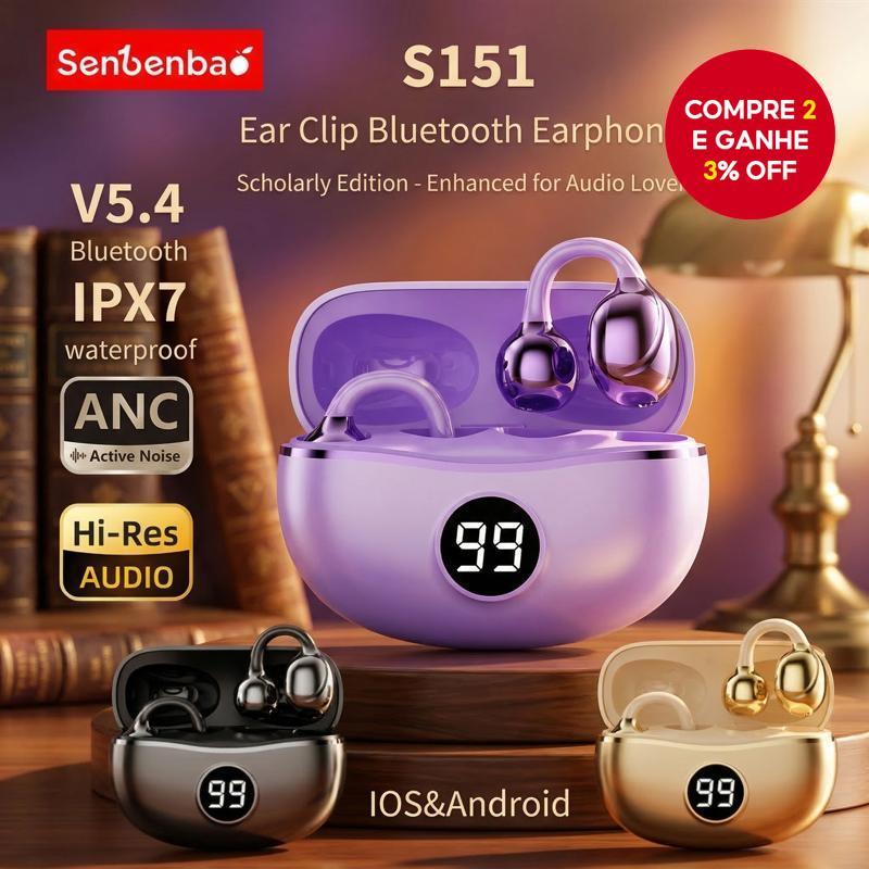 Fones de Ouvido Sem Fio SenBenBao S151 - Fone Bluetooth com Microfone, Cancelamento de Ruído, Mãos Livres, Fone de