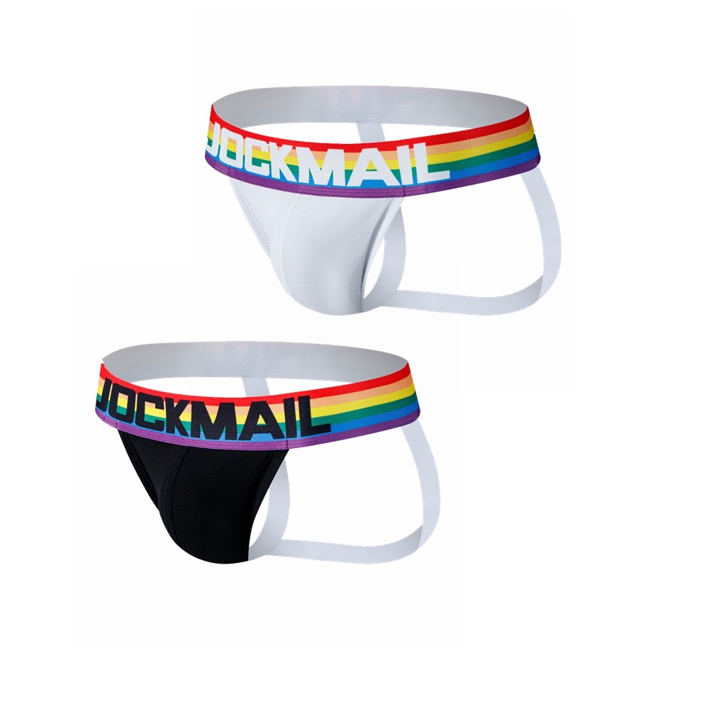2 Pçs/Lote Roupa Interior Masculina Jockstrap Tanga De Algodão Arco-Íris Sexy Sissy Cuecas Masculinas Tangas De Homrbre