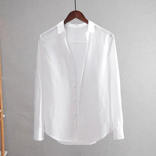 Camisa masculina de manga comprida linho algodão linho camisa branca masculina 2025 novo estilo verão camisa branca masc