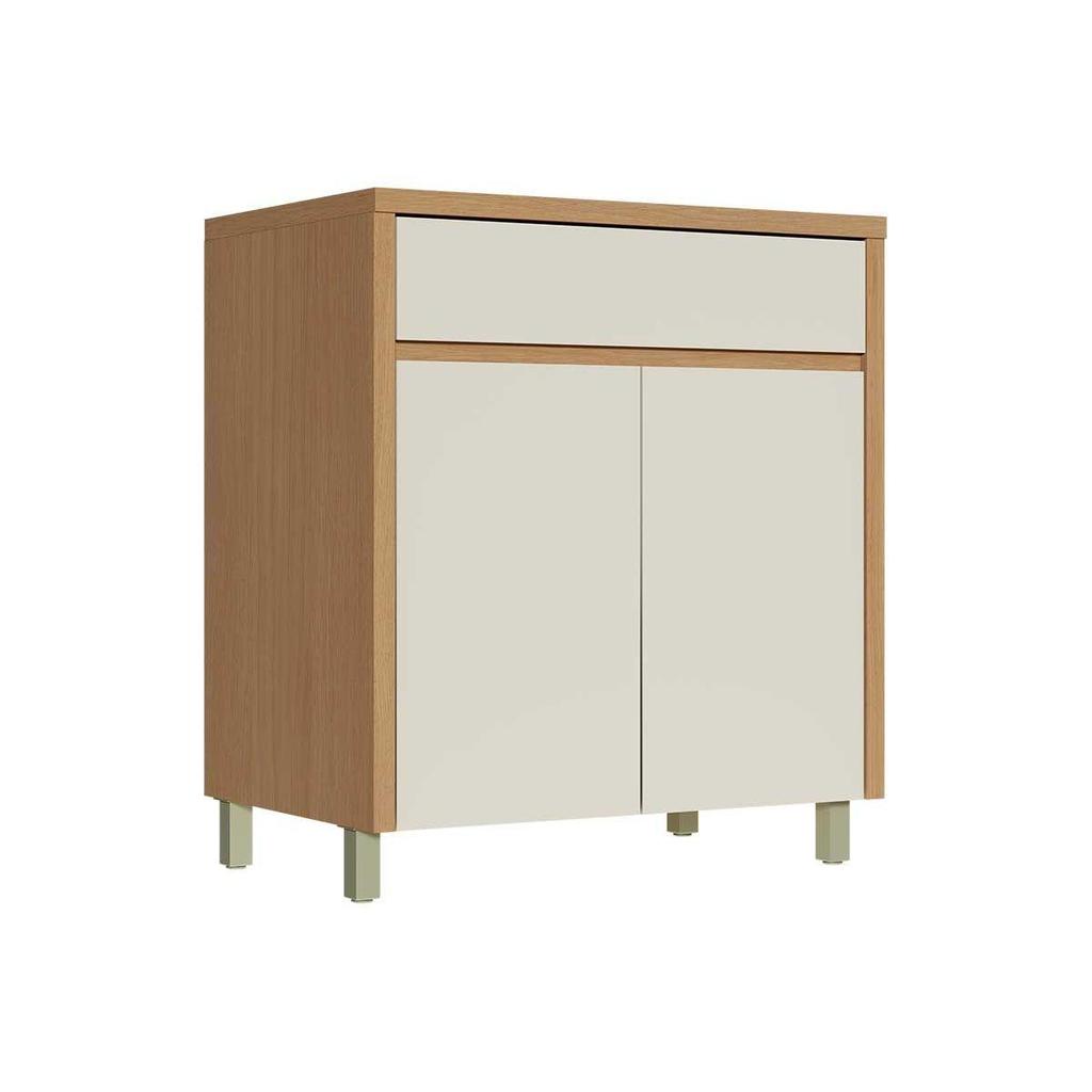 Gabinete de Cozinha Modulado Balcão c/ Tampo Condessa c/ 2 Portas e 1 Gaveta 80cm Carvalho/Cinza - Nesher