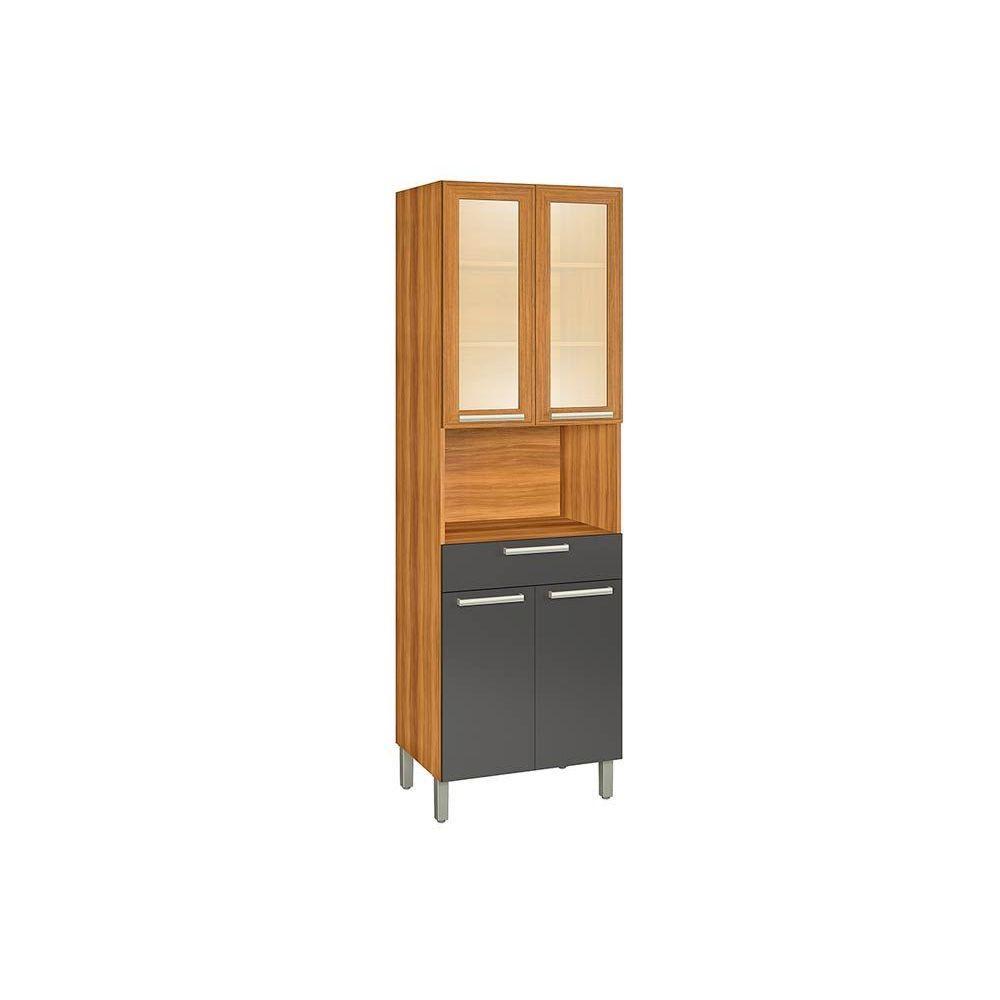 Módulo Cozinha Nesher Burguesa Paneleiro c/ 4 Portas e 1 Gaveta (1 Forno) 70cm Freijo/Grafite