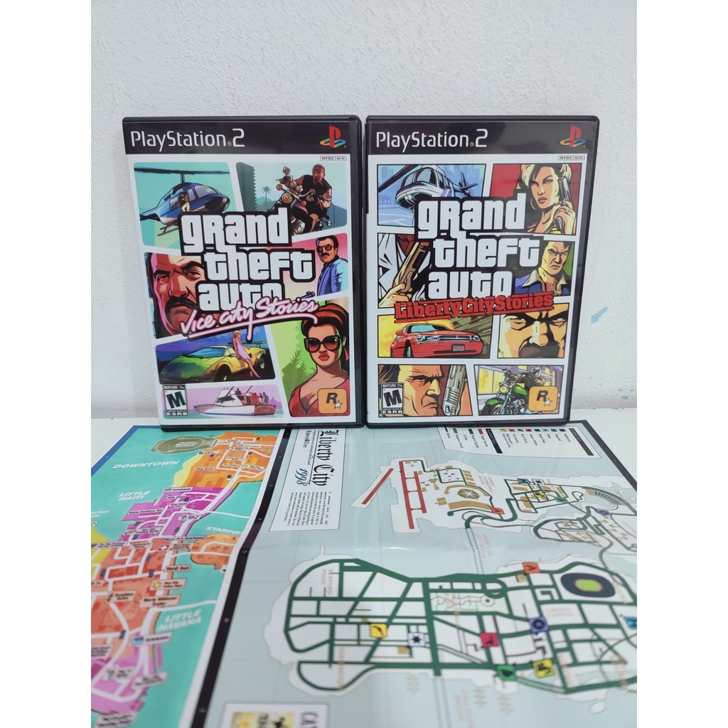 Coleção GTA Liberty e GTA Vice City Stories PT-BR com Mapa / PS2